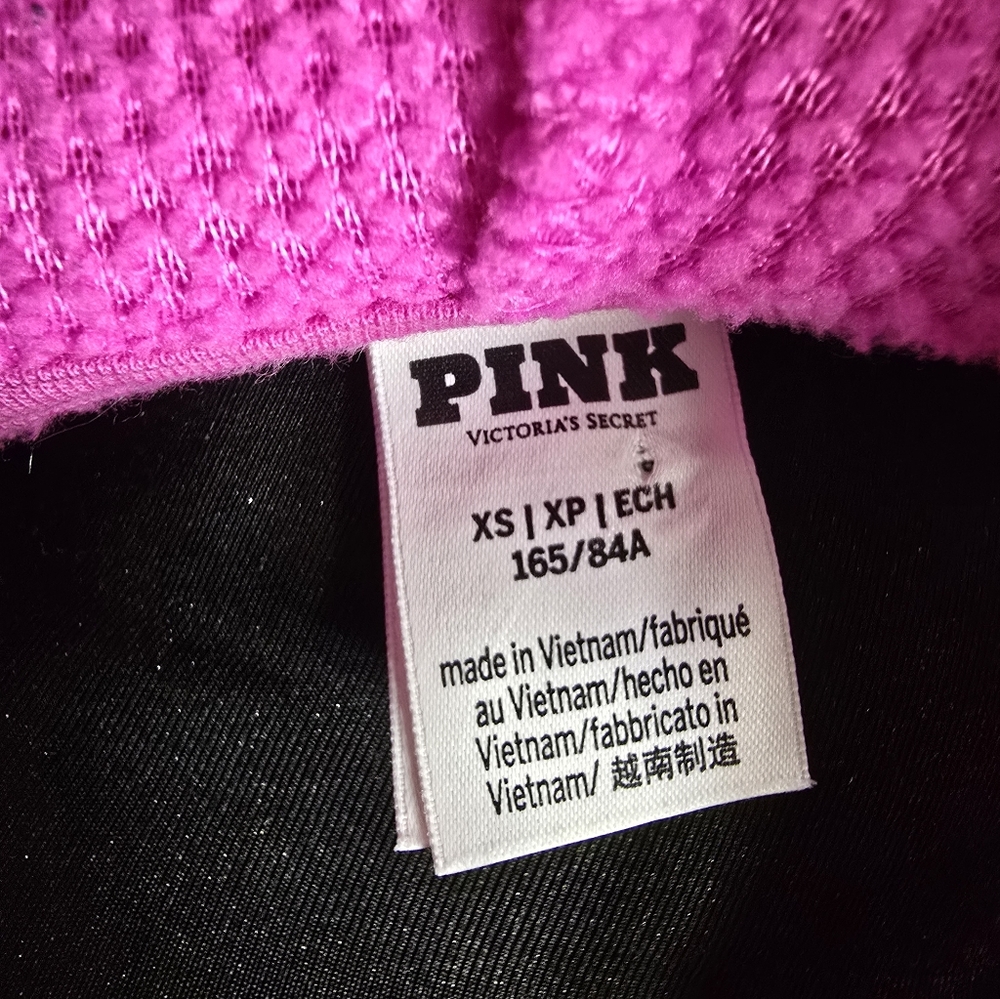PINK Victoria's Secret Hot Pink Fuchsia Sherpa Hoodie - Picture 4 of 5